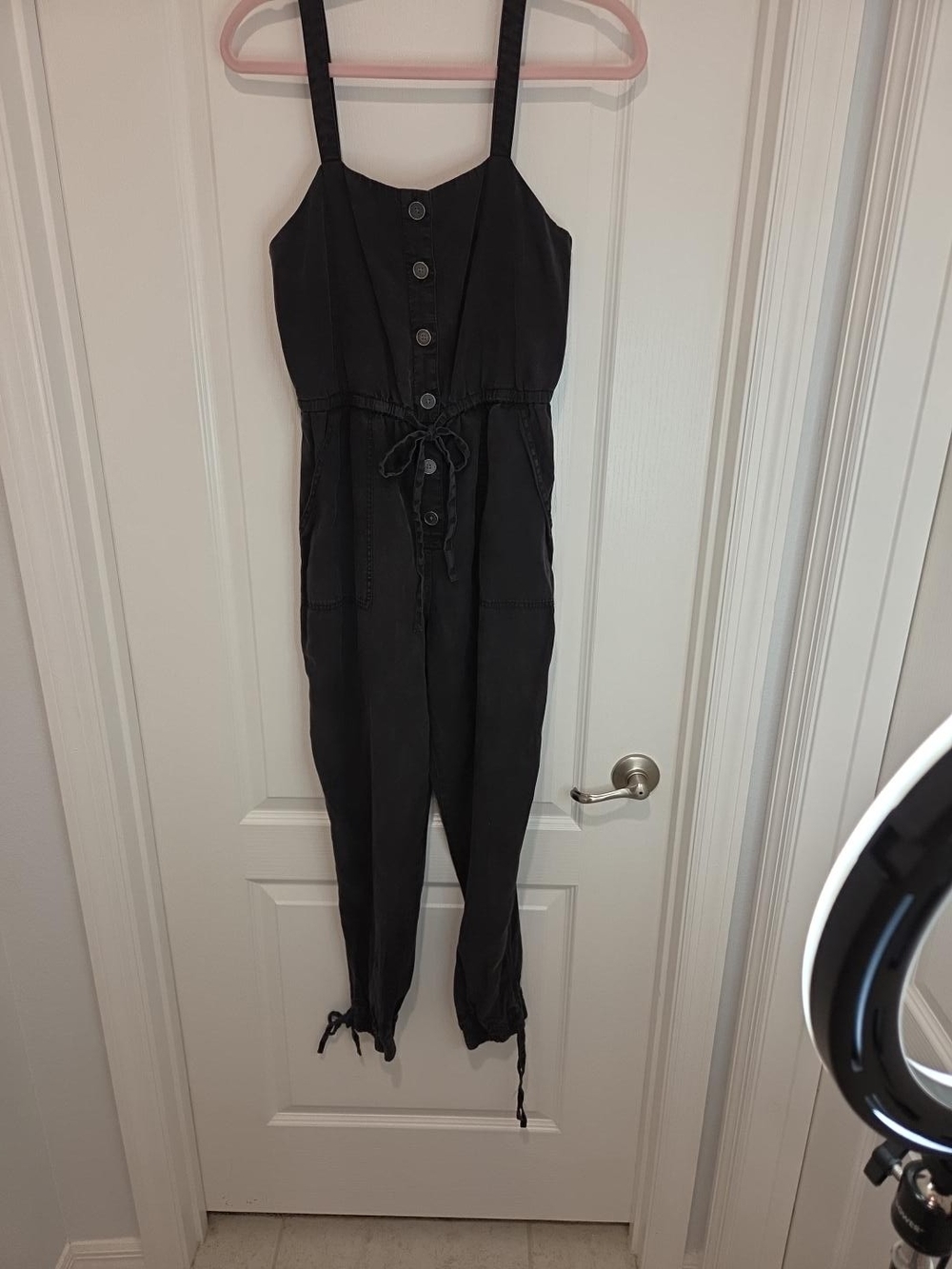 Alice + Olivia Black Utility Jumpsuit Size 6 Drawstring Cargo